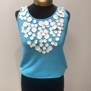Light blue top with clear beading